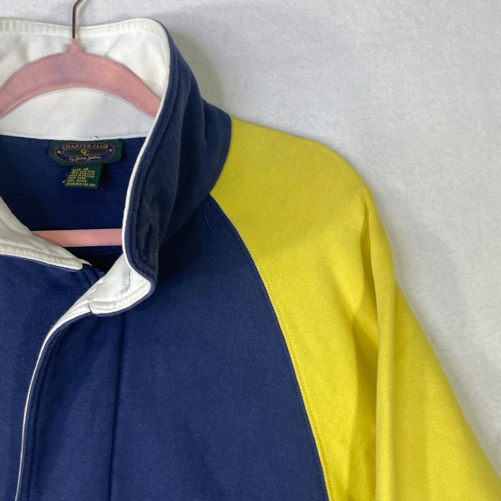 Vintage Charter Club Jane Justin Navy Yellow Colorblock Jacket Mens Medium - Picture 3 of 10